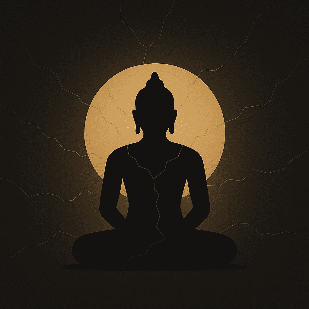 A calm meditating Buddha silhouette