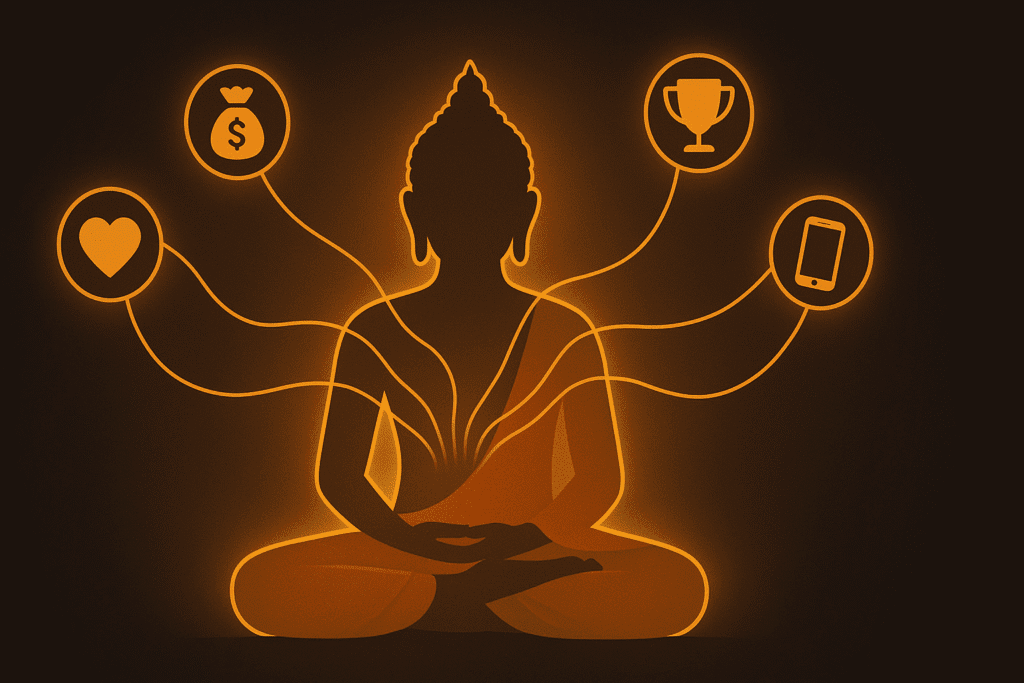 A meditating Buddha silhouette